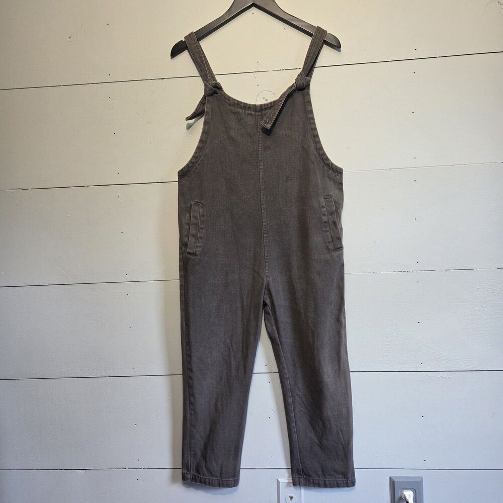 Little Lies Gray Denim Overall Jumpsuit Sleeveless Square Neck Tapered XS